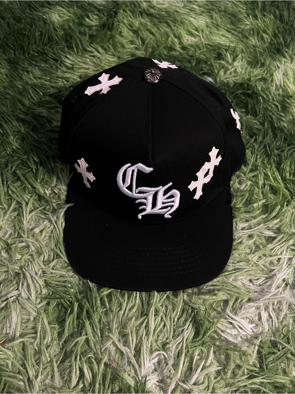 Chrome Hearts Black Cap with White Cross Embroidery